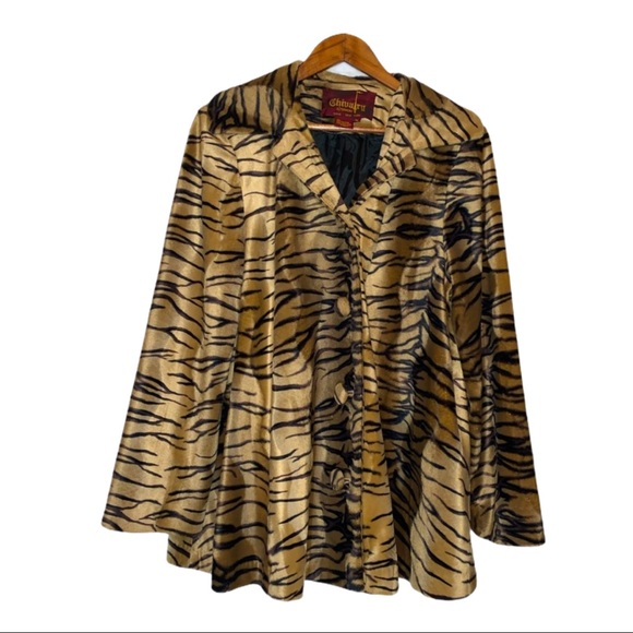 Vintage Jackets & Blazers - VINTAGE | Chivalry Tiger Print Coat